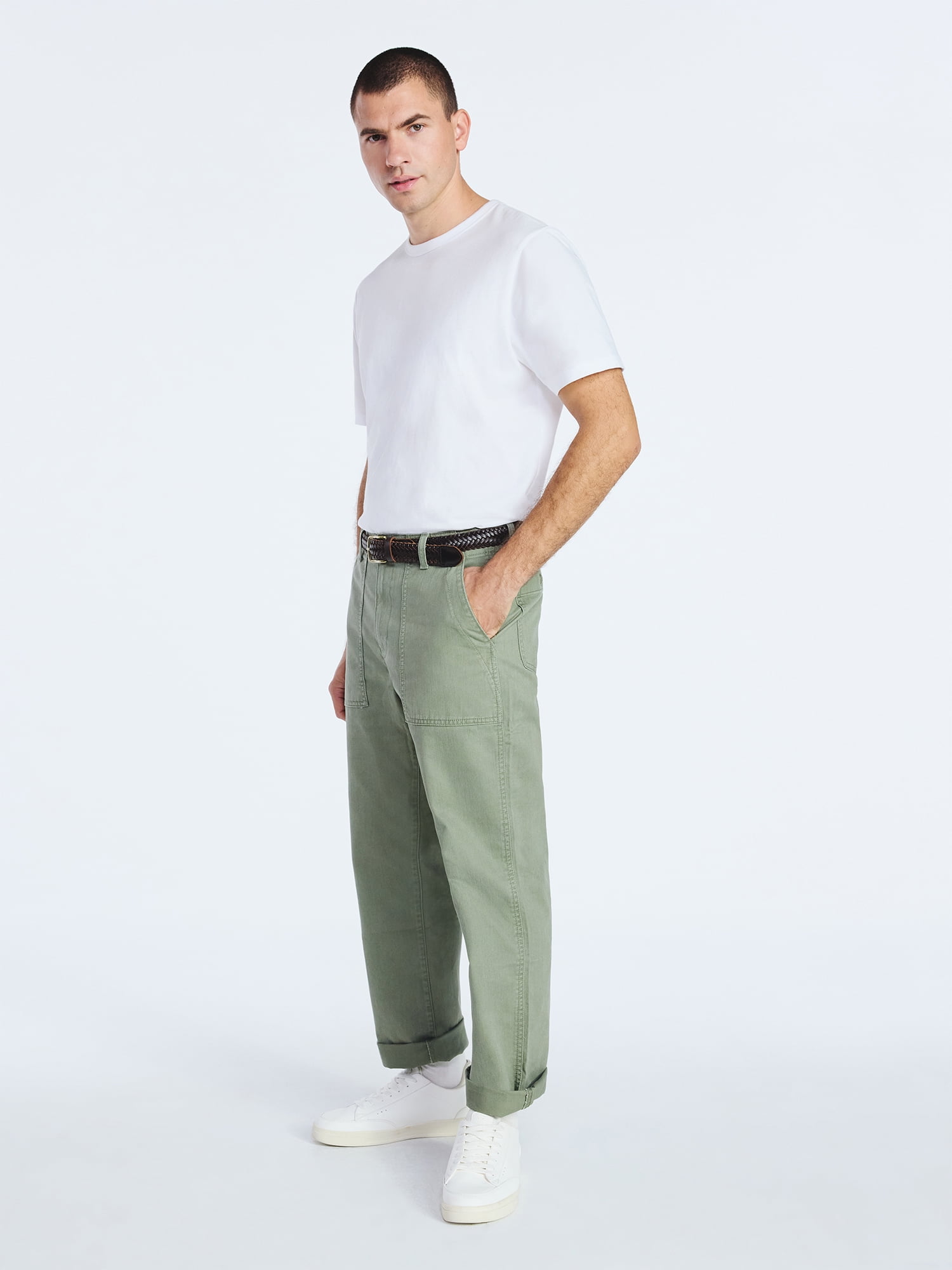 Free Assembly Men's Straight Fit Cotton Utility Pants, Sizes 30-38