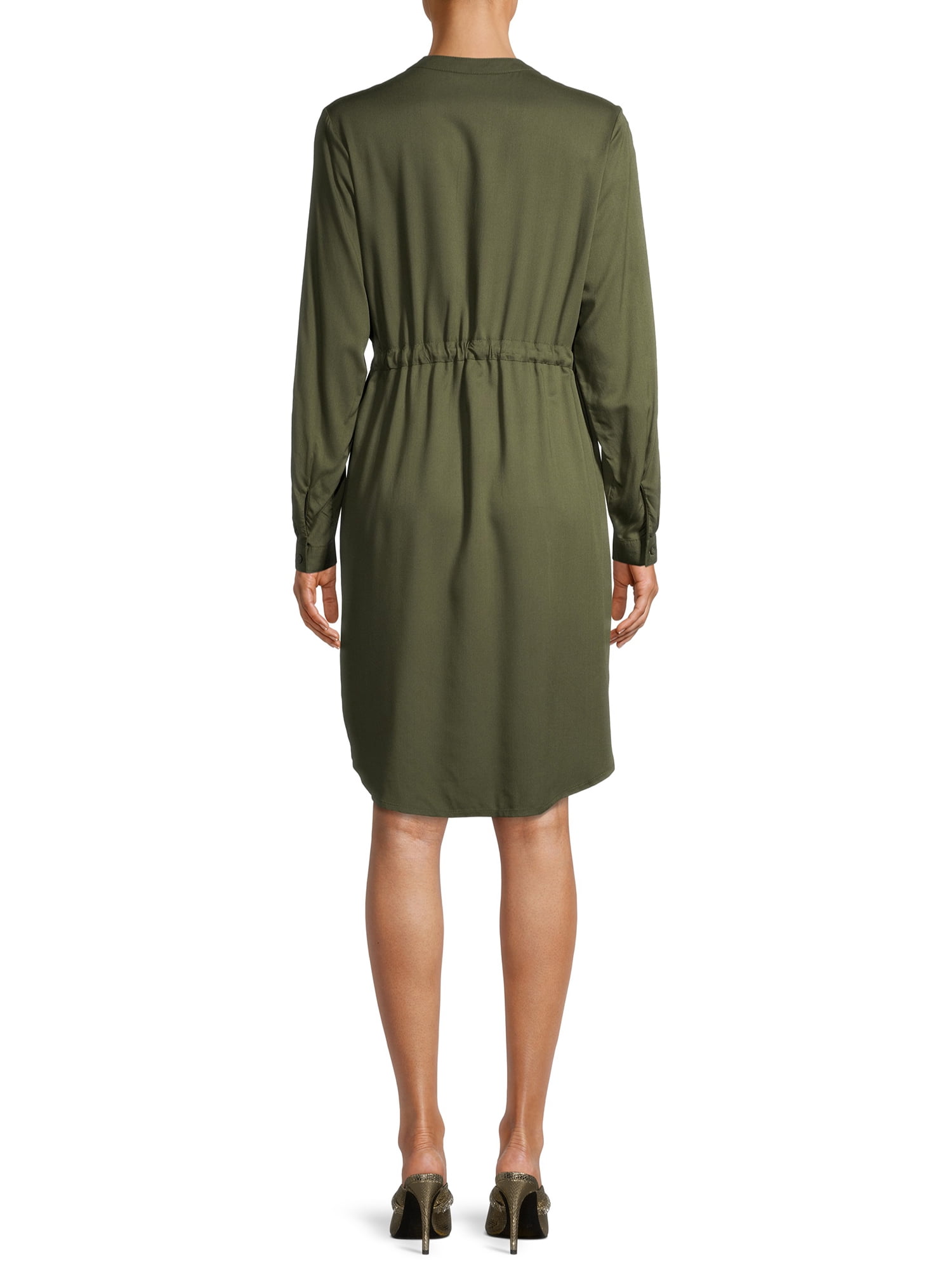 Time and True Women's Woven Utility Shirt Dress