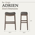 thumbnail image 5 of Maven Lane Adrien Saddle Barstool, Reclaimed Oak w/ Ronan Stone Vegan Leather, Set of 2, 5 of 6
