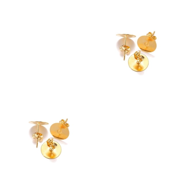 Wisewang Earring Stud Base Multi Stainless Personality Ear Pins Setting Decorations Jewelry Making Tool Beach Using Supplies Gold 12mm 2Set