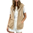 thumbnail image 2 of Otntypg Womens Full Zip Up Hoodie Vest Oversized Sleeveless Lightweight Drawstring Hooded Pullover Sweatshirts Fall Casual Loose Fit Jackets with Pockets, 2 of 9