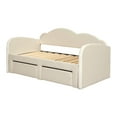 thumbnail image 6 of DreamBuck Twin Size Daybed with Trundle and 2 Drawers, Velvet Upholstered Daybed Frame with Cloud-Shaped Backrest and USB Ports, Storage Twin Daybed for Bedroom, Living Room, No Box Spring Needed, 6 of 9