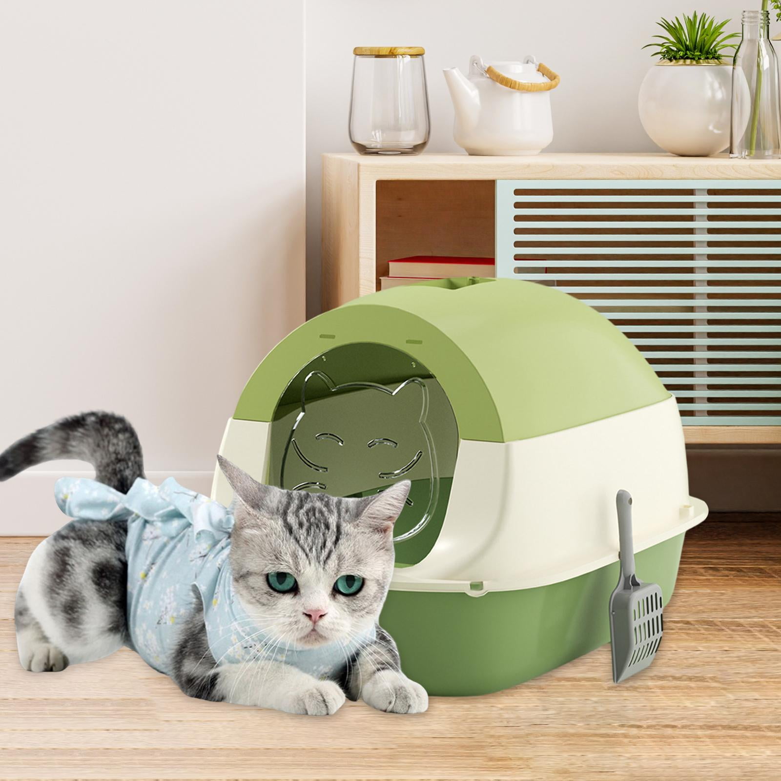 Bvdfgk Hooded Cat Litter Box Enclosed Cat Litter Box Easy to Clean Pet Supplies Sandbox green