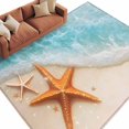 thumbnail image 2 of Summer Cyan Washable Living Room Rugs 5'x7', Teal Beach Scenery Seaside Starfish Coastal Low Pile Throw Large Area Rugs Non-Slip Sturdy Edge Binding Carpet for Dining Room Bedside Kitchen, 2 of 9