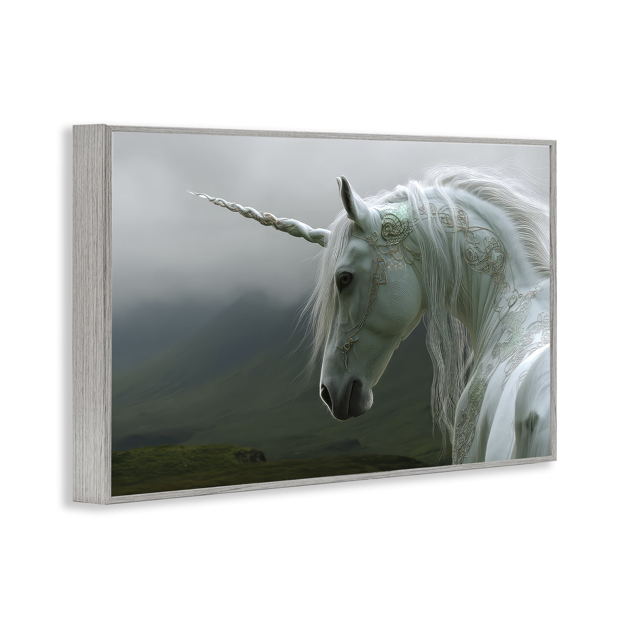 Stupell Industries Dreamy Celtic Unicorn Gray Framed Giclee Art, design by The Wands Want