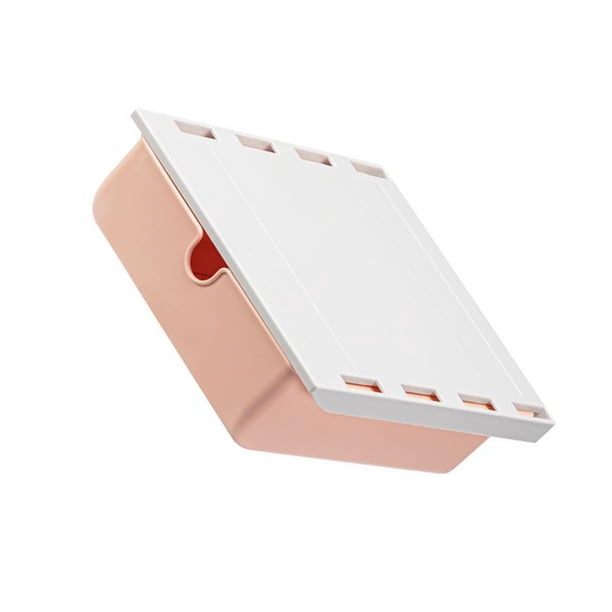 Kearding Caja de almacenamiento de plástico para debajo del cajón del escritorio, caja de almacenamiento de perforación libre, bandeja para lápices de Almacenamiento y organización del hogar Rosa Kearding HA080122-03