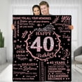 thumbnail image 1 of LHSHID 40th Birthday Blanket Gifts for Women Happy 40th Birthday Gift Ideas for Her 40 Year Old Gifts for Mom Grandma Wife Sister Friends Personalized Flannel Fleece Soft Throw Blanket 30"x40", 1 of 7