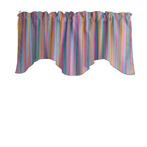 Scalloped Valance Cotton Multi Stripes Print 58" Wide / 20" Tall