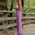 thumbnail image 4 of RPVATI Womens Casual Sleeveless Jumpsuits Summer Boho Wide Leg Floral Rompers Overalls with Pockets Purple S, 4 of 7