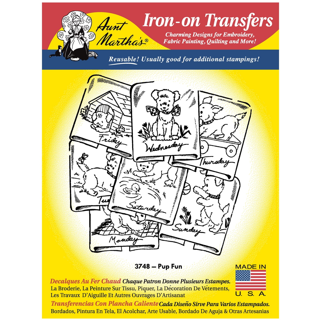 (3 pack) Stitcher's Revolution Puppy Fun Iron-on Transfer Pattern for Embroidery