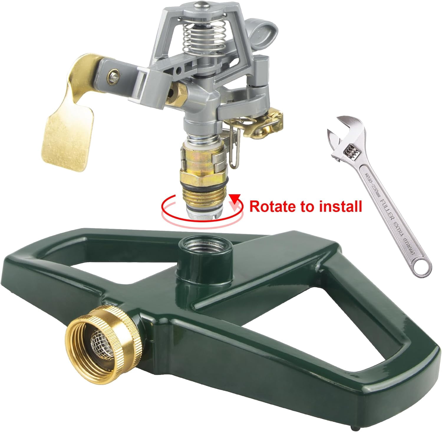 Sprinklers for Yard with Metal Base, Heavy Duty 360 Degree Rotating, Adjustable Zinc Alloy Sprinkler Yard, Garden, Lawn and Large Areas