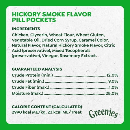 GREENIES PILL POCKETS FOR DOGS HICKORY SMOKE LARGE, CAPSULE SIZE SOFT DOG TREATS, 15.8 OZ (60 PK)