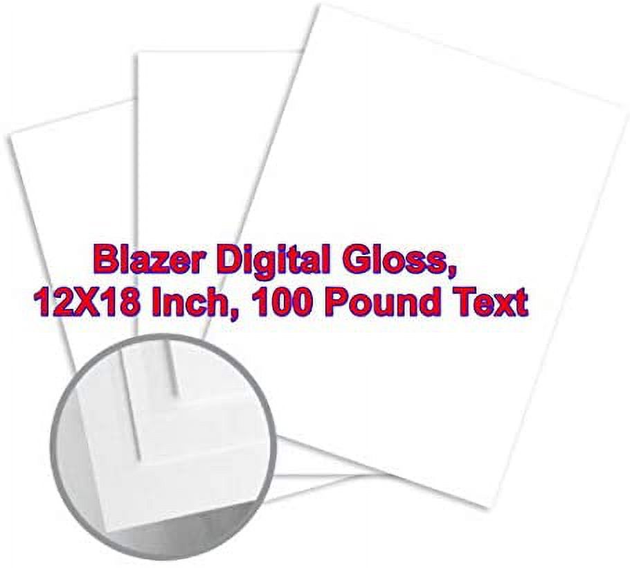 Limited Papers (TM). Blazer Digital Gloss, 100 Pound (100lb) Text Paper, (148 Gsm) 12X18ch, 12 by 18ch White Color, 92 Brightness, 500 Sheets.
