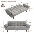 thumbnail image 2 of MIKIBAMA 75" Gray 3 Seat Linen Convertible Futon Sofa Bed Tufted Design Adjustable Backrests With Solid Wood Legs for Small Spaces, 2 of 7