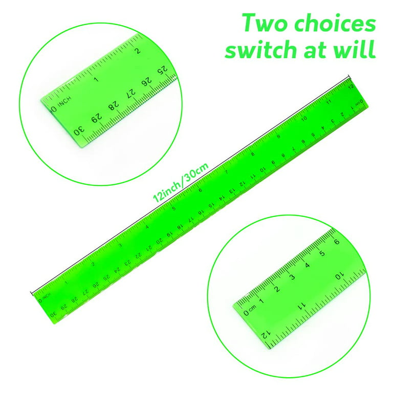 Color Transparent Ruler Plastic Rulers - Ruler 12 inch, Kids Ruler for School, Ruler with Centimeters, Millimeter and Inches, Clear Rulers, School