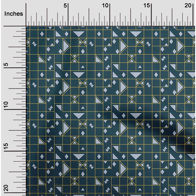 oneOone Tissu Viscose Georgette Imprimé Géométrique Diamant & Triangle BTY 42 Pouces de Large