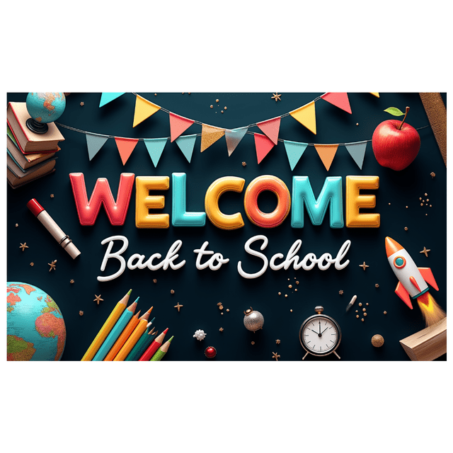 Colorful Design Back to School Banner Educational Theme Classroom Decor Welcome Sign for School Event Teacher's Day