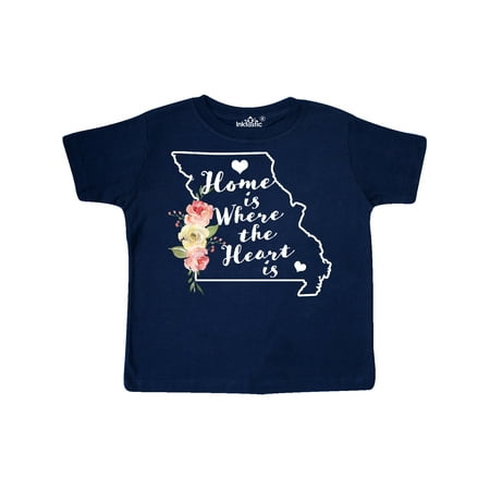 

Inktastic Missouri Home is Where the Heart is with Watercolor Floral Gift Toddler Boy or Toddler Girl T-Shirt