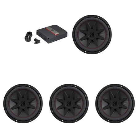 Kicker 12 Inch CVR Woofer (4) 52CVR122 Package with 51LX12501 Amplifier