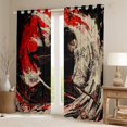 thumbnail image 2 of Manfei Black Red Women Worrior Black Out Curtains, Japanese Samurai Curtains Pack of 2 (42x63 Each), Tokyo Abstract Style Bedroom Curtains, Curtains and Drapes Decor, 2 of 6