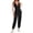 Black, variant on Sleeveless Deep V Neck Women Halter Backless Jogger Jumpsuit with Pocket