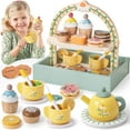 thumbnail image 1 of Set de fiesta de té Toyssa de madera para niñas de 2 a 6 años con almacenamiento, 1 of 9