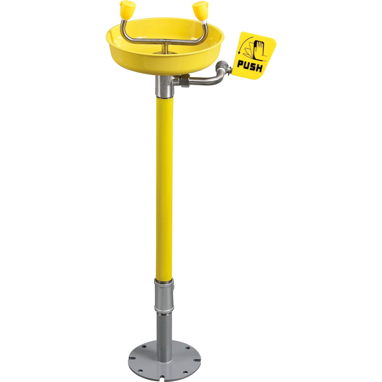 Emergency Eyewash, Pedestal Mounted, ABS Plastic Bowl, Yellow