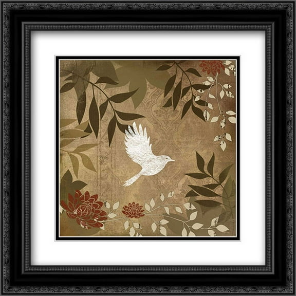 Bird II 2x Matted 20x20 Black Ornate Framed Art Print by Pugh, Jennifer