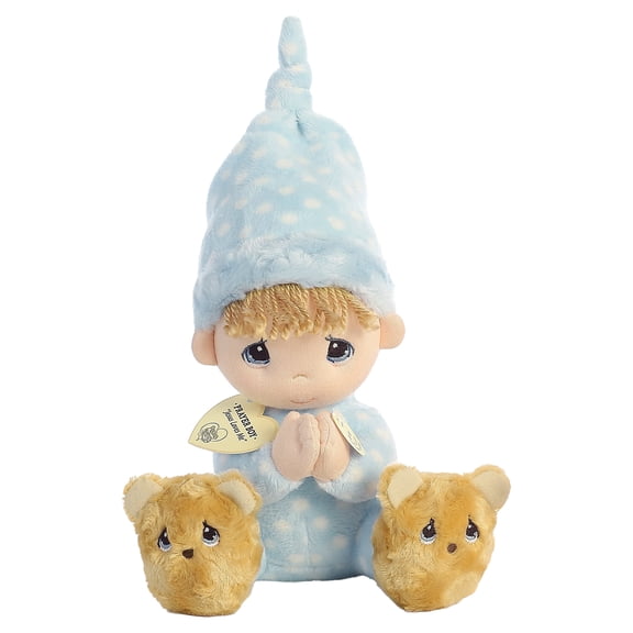 Aurora - Medium Blue Precious Moments - 9.5" Prayer Boy Spanish - Inspirational Stuffed Animal