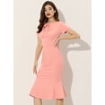 thumbnail image 3 of Vestido de trabajo vintage Allegra K ajustado de sirena de manga corta Rosa M, 3 of 6
