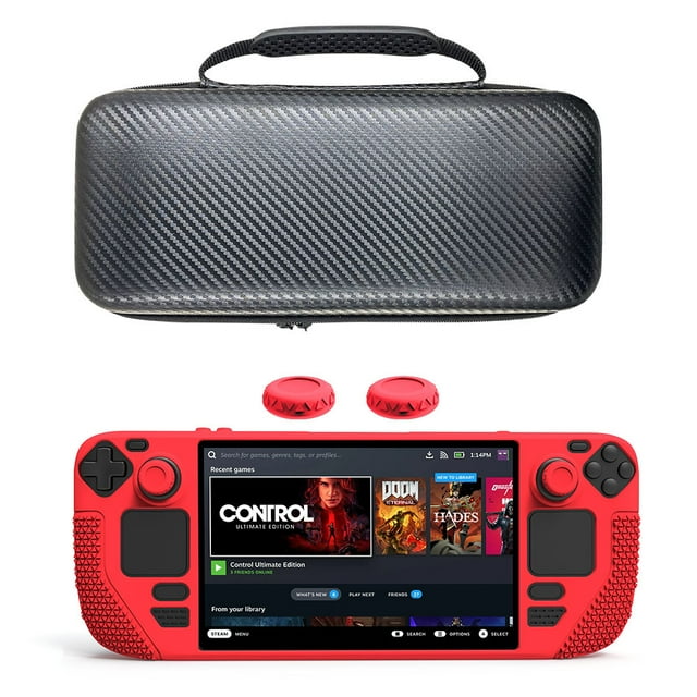 Suitable for Steam Deck Protective Box Set, with Carrying bag and Silicone Protective Shell, Game Console Joystick Keycap Accessories