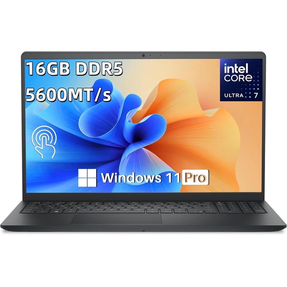 Dell 15.6'' FHD Touchscreen Laptop,Intel Ultra 7 255U,16 GB DDR5 RAM, 1 TB PCle SSD,Intel Graphics, Wi-Fi6, Windows 11 Pro, Backlit KB, AI Copilot Key