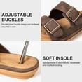 thumbnail image 3 of Ecetana Womens Flat Sandals Dressy Summer Comfortable Double Buckle Slip-On Slides Beach Shoes for Walking, 3 of 7