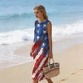 thumbnail image 6 of Fewfanhot Women's 4th of July 250th Anniversary American Flag Print Midi Dress, Crew Neck Sleeveless Patriotic Loose Fit Sundress with Pockets, Casual Summer Tank Dress, 6 of 9