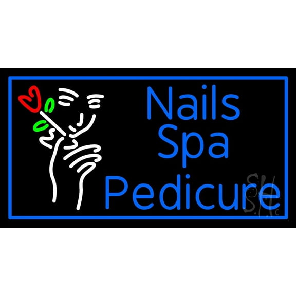 Nails Spa Pedicure LED Neon Sign 20 x 37 - inches, Black Square Cut Acrylic Backing, with Dimmer - Bright and Premium built indoor LED Neon Sign for Defence Force.