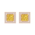 thumbnail image 3 of 14K Solid Gold Screw Back Stud Earrings for Women | 2.24 cttw Princess Cut Natural Citrine | Rose Gold, 3 of 5