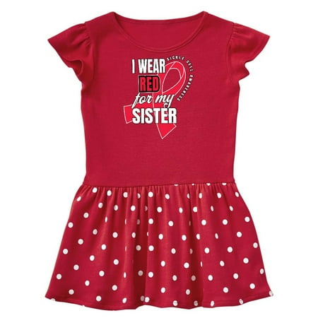 

Inktastic Sickle Cell Awareness I Wear Red For My Sister Gift Toddler Girl Dress