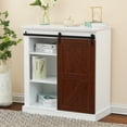 thumbnail image 4 of LuxenHome 1-Sliding Barn Door White Wood Storage Cabinet, 4 of 6