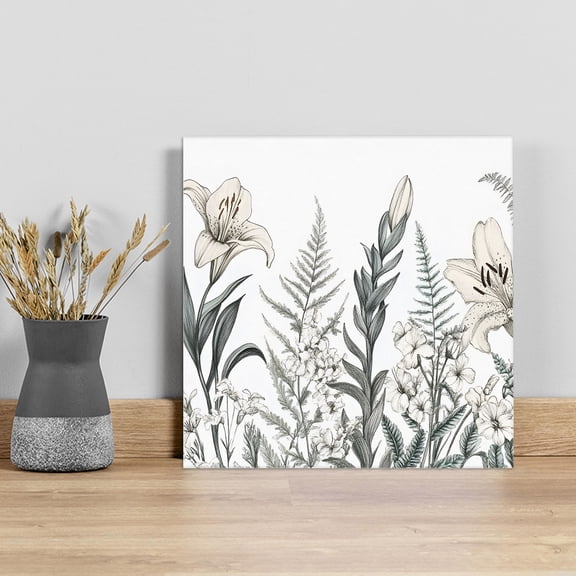 Vintage Floral Botanical Wall Art Painting on Canvas, Farmhouse Flowers Leaves Canvas Art Home Prints Wall Art Framed Modern Artwork for Living Room Bedroom Wall Decor 12x12in