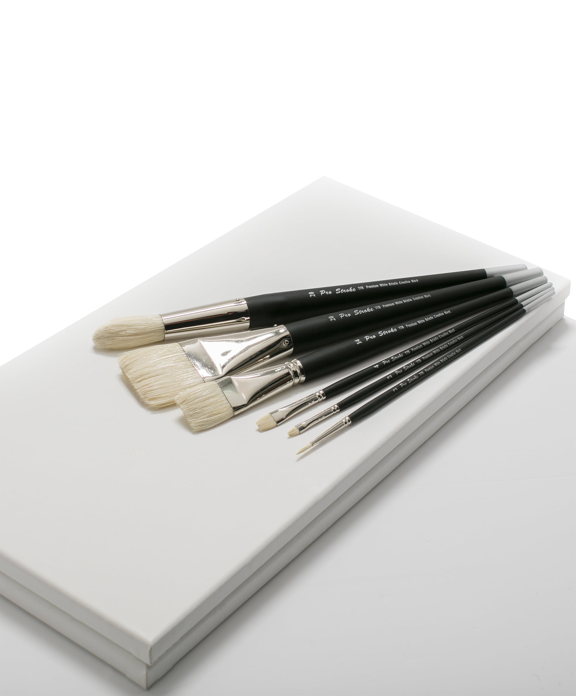 Creative Mark Pro Stroke Premium White Chungking Hog Bristle Artist Paint Brush - Value Set of 15 - Natural Bristle Brush w/ Great Control Suitable for Oils, Watercolors, Acrylics, Alkyds, Caseins