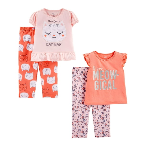 Conjunto de pijama Simple Joys de Carter's Toddler Girls, 4 piezas, 2T