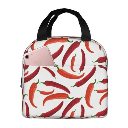Insulated Lunch Bag for Women Men - Chili Pepper Print red Leakproof Cooler Lunch Box for Women Men  Lunch Tote Bags for Work School Picnic Travel