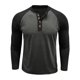 thumbnail image 2 of pstuiky manga larga para hombre, Camisa informal de manga larga raglán con botones y parches lisos para hombre Tops de talla grande para hombre s, 2 of 6