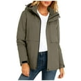 thumbnail image 3 of Sentmoon Manteau d'Hiver pour Femmes Veste pour Femmes Cadeaux pour Femmes Unique Manteau Uni à Fermeture Éclair Bouton Col Montant Poche à Capuche Manches Longues Décontracté à la Mode Parkas Automne et Hiver, 3 of 8