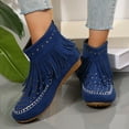 thumbnail image 4 of SEMPAI Christmas Deals Women's Casual Outdoor Flat Bottomed Tassel Boots Ladies' Flat Shoes Blue US Size:9, 4 of 7