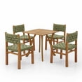 thumbnail image 3 of Christopher Knight Home 5-Piece Outdoor Wood Dining Set, Teak Square Table and Green Wicker Chairs, 3 of 15