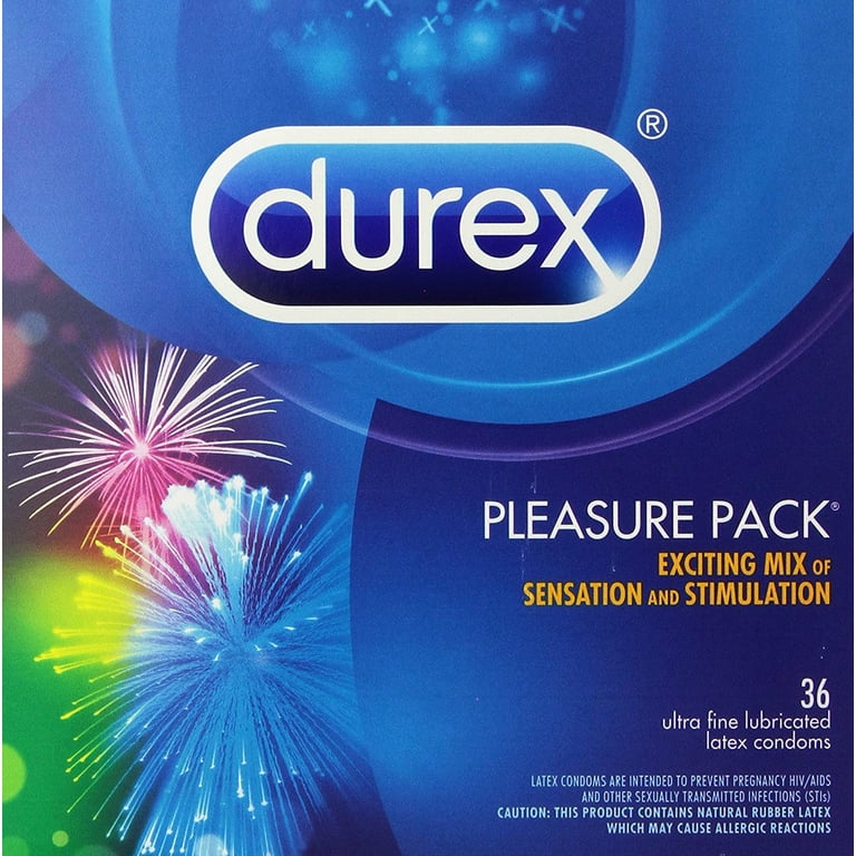 Durex Pleasure Pack, Assorted Lubricated Premium Condoms, 3 ct