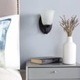 thumbnail image 2 of Mark&Day Wall Sconces, Gnesau Global Dark Brown 1-Light Plug-in or Hardwire Wall Sconce Lighting for Bedroom Hallway Kitchen, Powder Coated Frosted Wall Lamp, Bulb not Included (9" H x 6" W x 8" D), 2 of 8