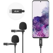 Movo uLav-Duo Dual Digital Lavalier Omnidirectional Clip on Microphone with USB Type-C Connector Compatible with iPad Pro, Samsung Galaxy, LG, HTC Google Pixel, Other USB-C Type Smartphones
