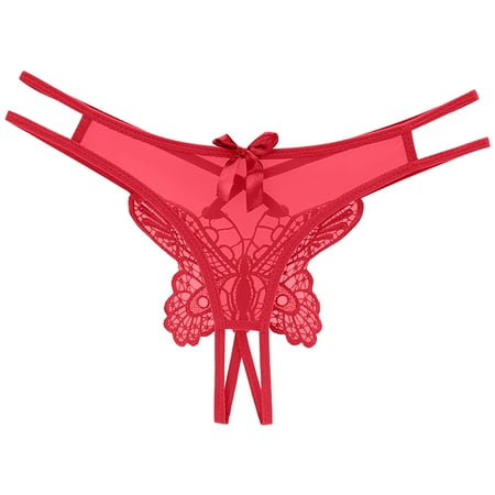 Odeerbi Womens Underwear See Through Thongs Erogenous Lace Lingerie Panties Underpants Black